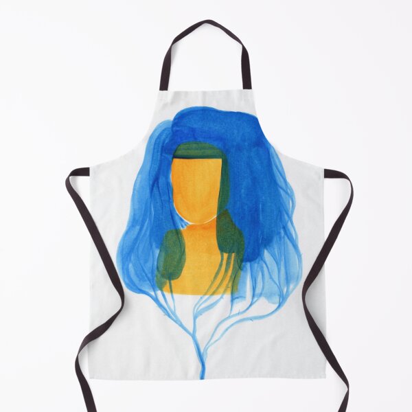 Item preview, Blue Veil Spirit abstract watercolor portrait flowing blue hair minimal designed and sold by Velmoraqs.