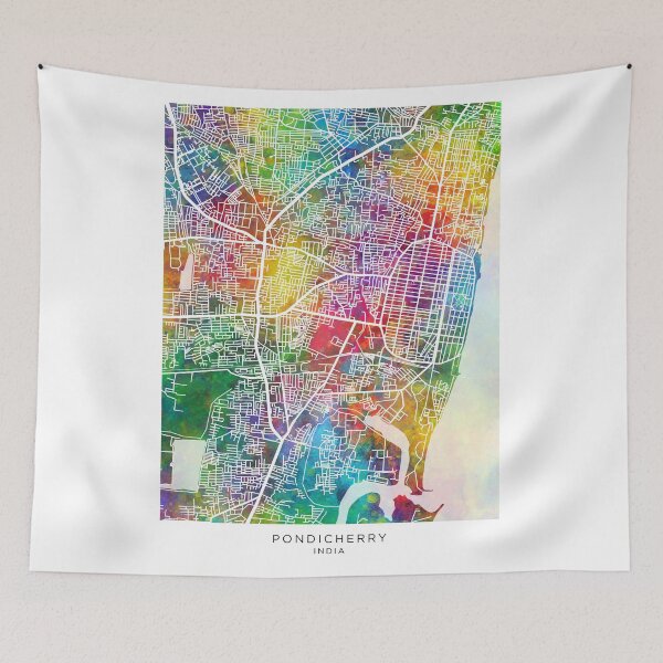 Item preview, Pondicherry Street Map India designed and sold by ArtPrints.