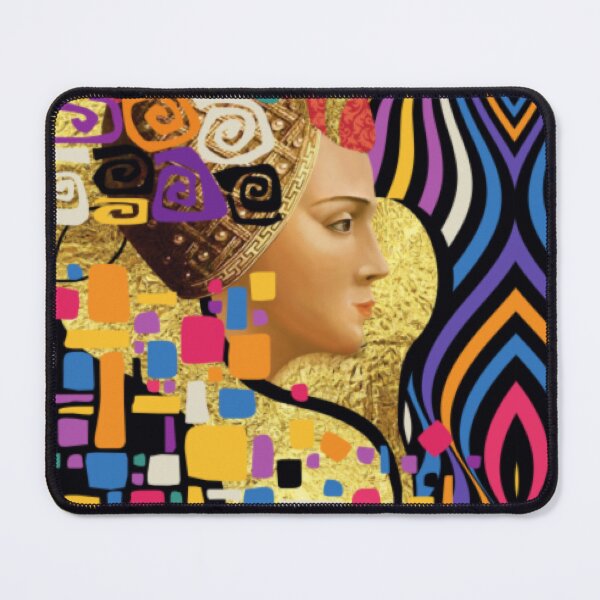 Item preview, Golden Mosaic Muse colorful geometric portrait boho abstract luxury art designed and sold by Velmoraqs.