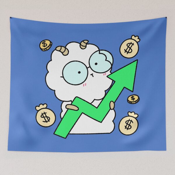 Item preview, Cute Sheep Stock Market Bull Run Illustration designed and sold by ubborn.