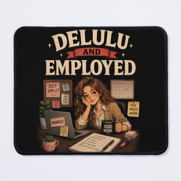 Item preview, Delulu and Employed – Because Somehow It's Working! ✨ designed and sold by @SHINTOSARTSTORE.