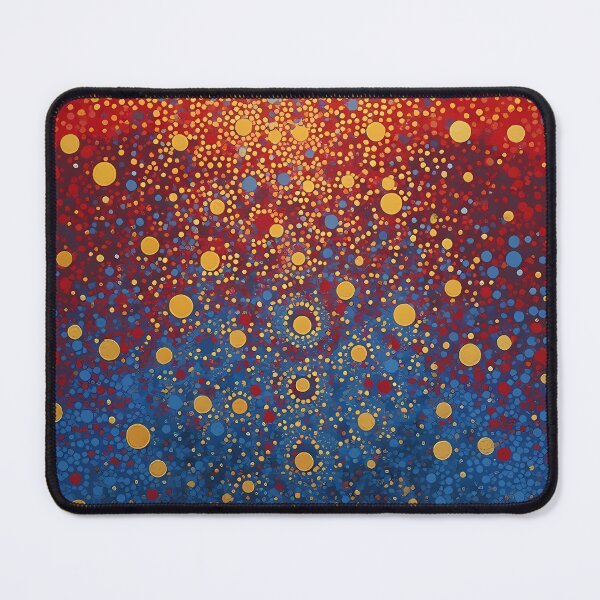 Item preview, Aboriginal Inspired Dot Art - Gold Blue Red Sand Circles designed and sold by GrinGalore.
