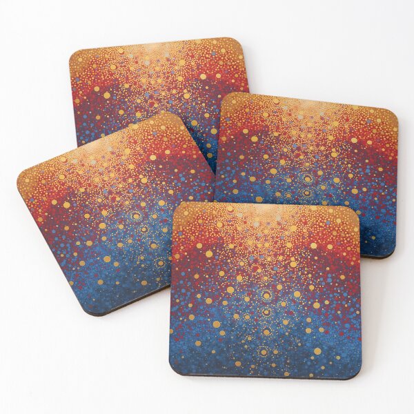 Item preview, Aboriginal Inspired Dot Art - Gold Blue Red Sand Circles designed and sold by GrinGalore.