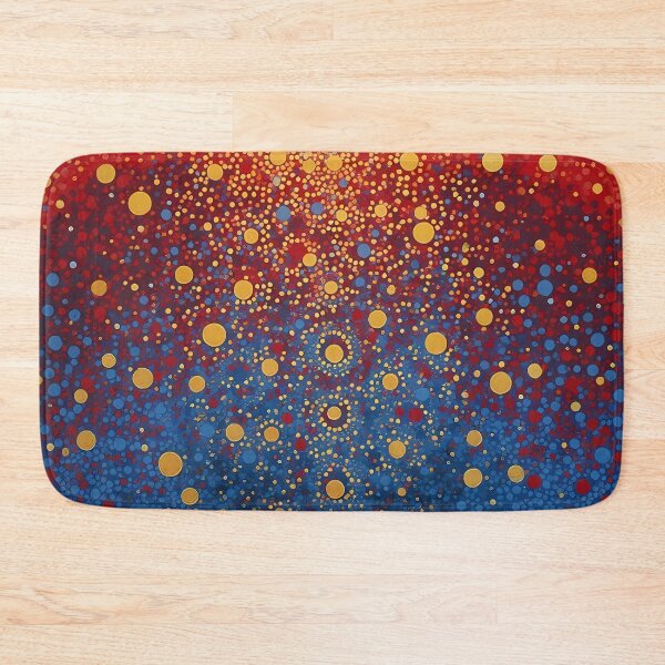 Item preview, Aboriginal Inspired Dot Art - Gold Blue Red Sand Circles designed and sold by GrinGalore.