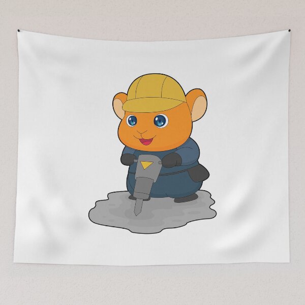 Item preview, Hamster Construction worker Jackhammer Construction site designed and sold by Snabdesign84.