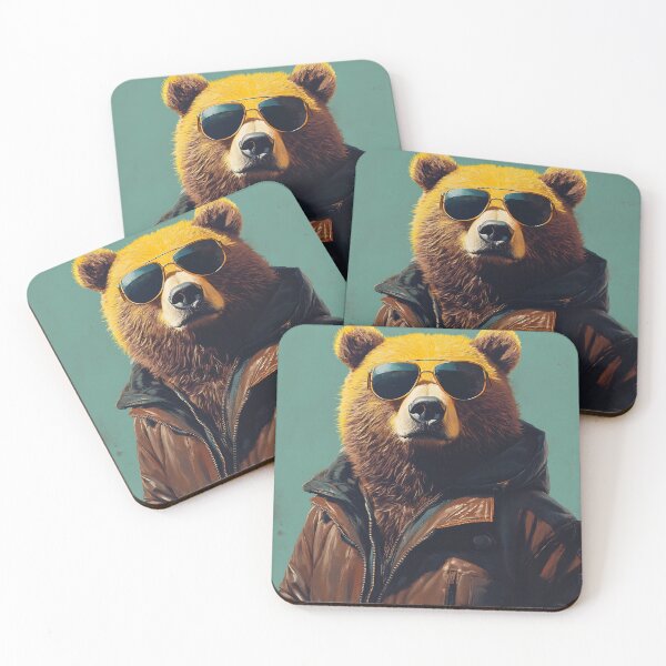 Item preview, Funky Bear With Sunglasses, Bold Colorful Cool Animal Pop Art Print designed and sold by daila70.