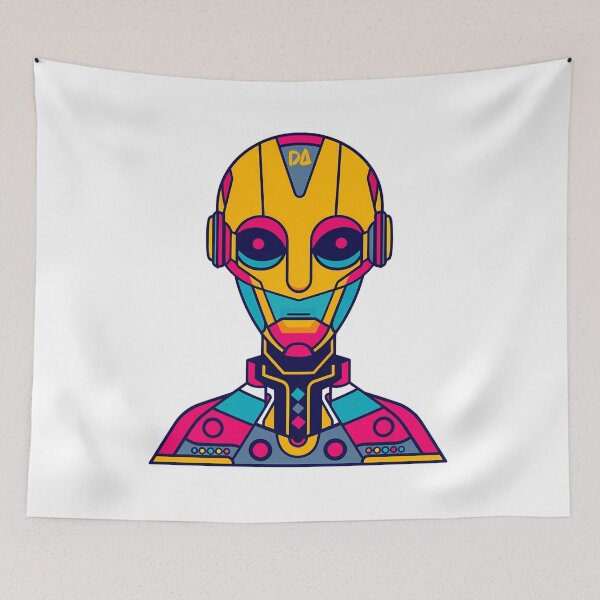 Item preview, Futuristic Neon Cyborg Mascot Vibrant Sci-Fi Android Illustration designed and sold by DesignArtist.ia.
