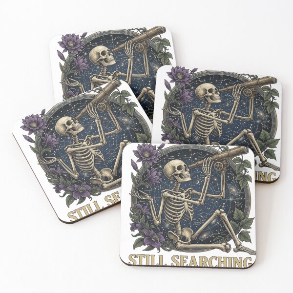 Item preview, Still Searching Skeleton Telescope Floral Celestial Art designed and sold by ZENVIRART.