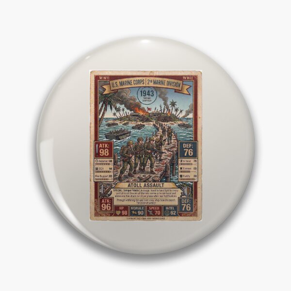 Item preview, Historically Inspired WWII USMC Atoll Assault Collectible Trading Card Art Print with Detailed Battle Stats designed and sold by Harddnox.