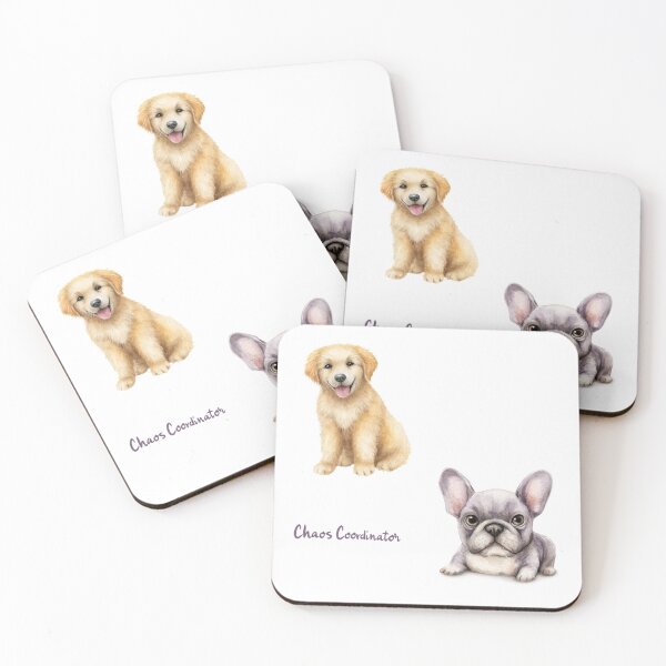 Item preview, Chaos Coordinator Dog – French Bulldog & Golden Retriever Cute Sticker designed and sold by olenapetol.