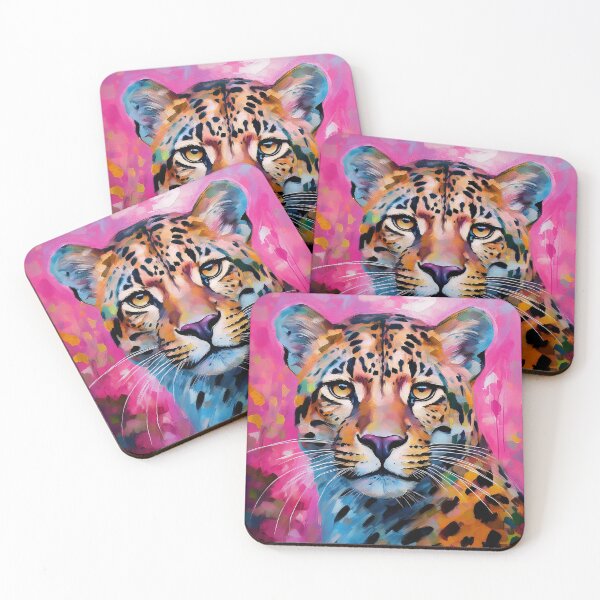 Item preview, Portrait painting colorful Leopard pink backround designed and sold by TYA - Take Your Art.