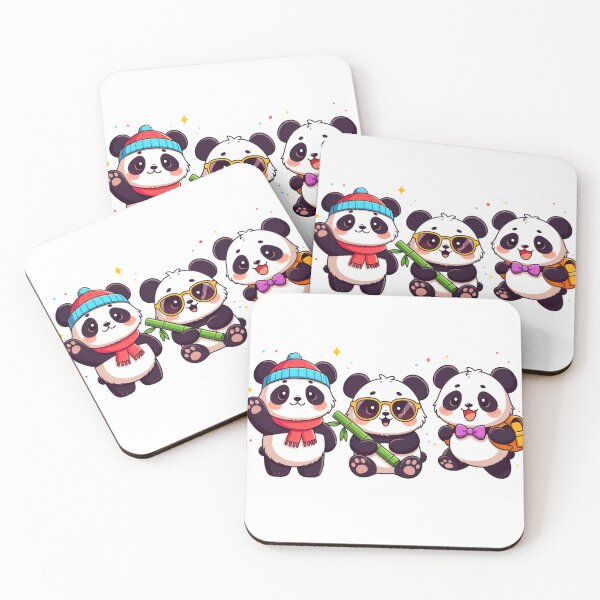 Item preview, Cute Kawaii Pandas Trio Cartoon Panda Friends Art designed and sold by ExploreAura Studio.