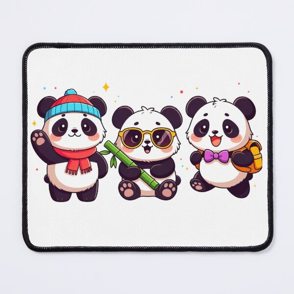 Item preview, Cute Kawaii Pandas Trio Cartoon Panda Friends Art designed and sold by ExploreAura Studio.