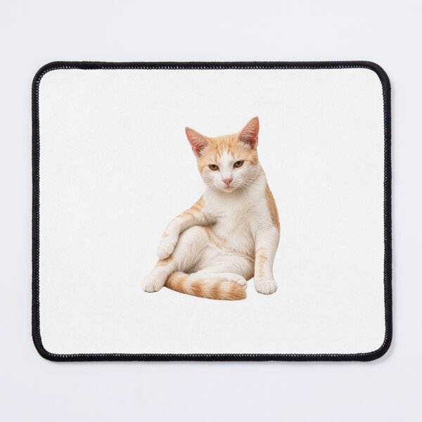 Item preview, White and orange cat sitting in Asian position  designed and sold by Meenova Art.