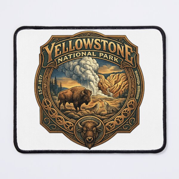 Item preview, Yellowstone National Park Est 1872 Vintage Bison Emblem designed and sold by ZENVIRART.