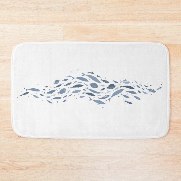Item preview, Blue Gray Coastal Fish Wave Pattern designed and sold by TheSlowShore.