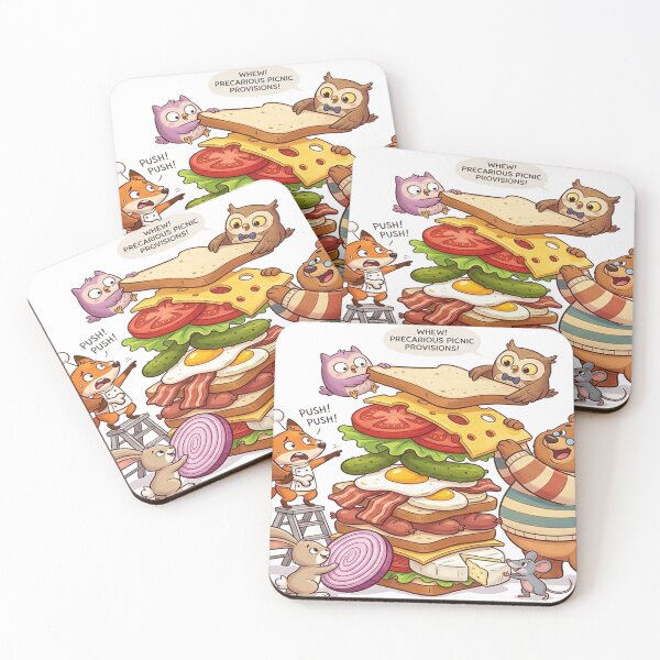 Item preview, Cute Animals Building Giant Sandwich Cartoon Sticker designed and sold by VibeDesignAI.