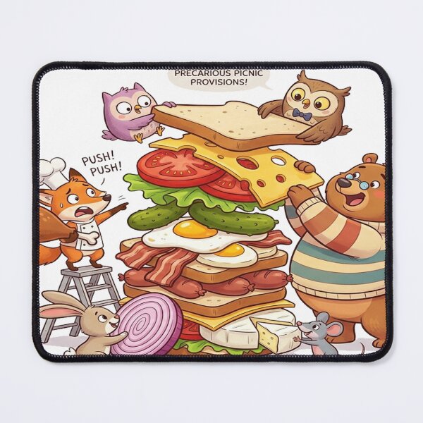 Item preview, Cute Animals Building Giant Sandwich Cartoon Sticker designed and sold by VibeDesignAI.