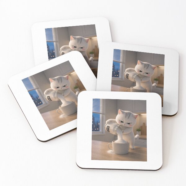 Item preview, Tiny Villain Cat Making Coffee designed and sold by LovelyCatGalaxy.