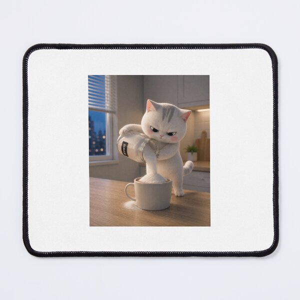 Item preview, Tiny Villain Cat Making Coffee designed and sold by LovelyCatGalaxy.