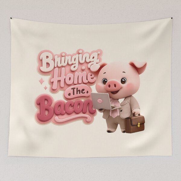 Item preview, Cute Kawaii Business Pig - Bringing Home The Bacon | Funny Office Animal Pun designed and sold by Moons Studio.