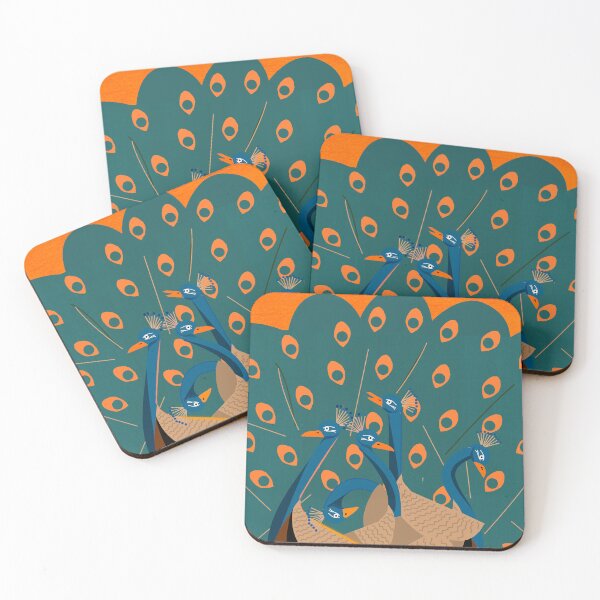 Item preview, peacocks on orange designed and sold by JorgeMateus art.