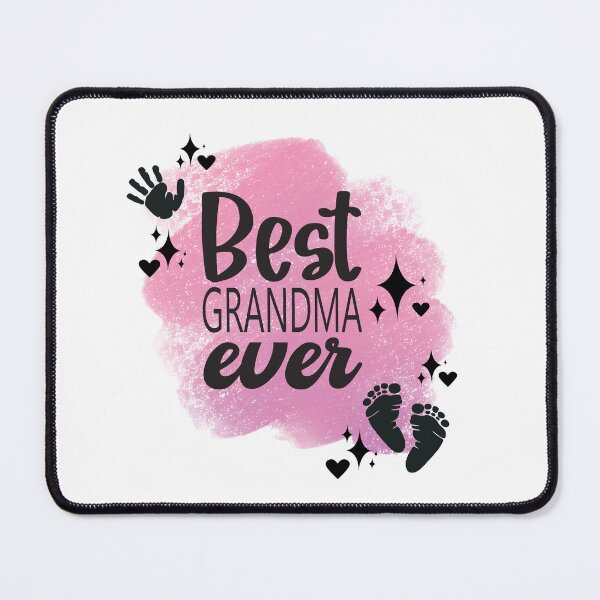 Item preview,  Best Grandma Ever with Hand, Footprints, Hearts, Stars & Pink Background designed and sold by jeweleddesigns.