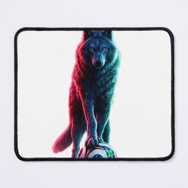 Item preview, Neon Alpha Wolf with Soccer Ball | Futuristic Sports Fantasy Art designed and sold by Bulk store .