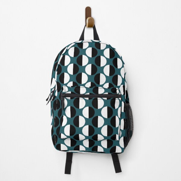 Item preview, Teal black and white geometric seamless repeating pattern designed and sold by SeamlessDsign.