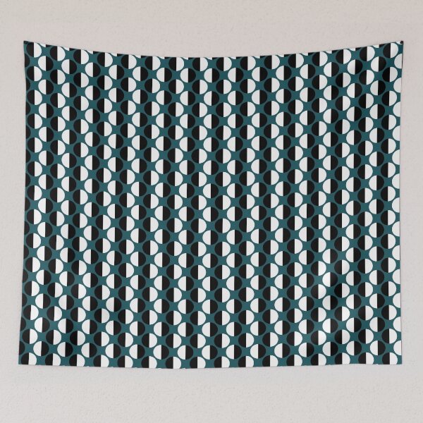 Item preview, Teal black and white geometric seamless repeating pattern designed and sold by SeamlessDsign.