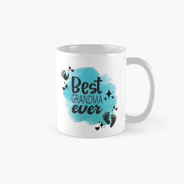 Item preview, Best Grandma Ever with Hand, Footprints, Hearts, Stars & Teal Background designed and sold by jeweleddesigns.