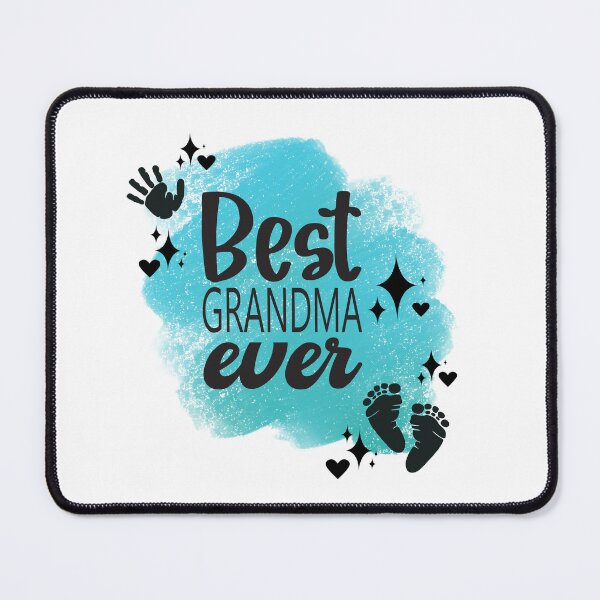Item preview, Best Grandma Ever with Hand, Footprints, Hearts, Stars & Teal Background designed and sold by jeweleddesigns.