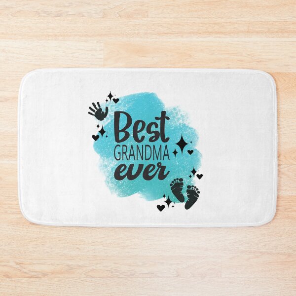 Item preview, Best Grandma Ever with Hand, Footprints, Hearts, Stars & Teal Background designed and sold by JeweledDesigns.
