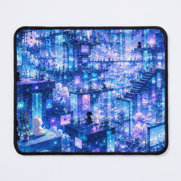 Item preview, Future Dream Escapes Cats Floating Neon City Fantasy Art designed and sold by Mindworx21.