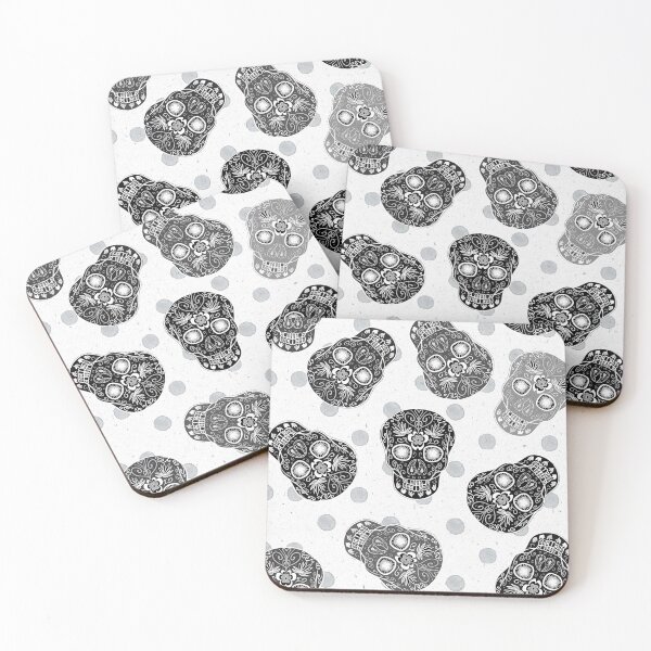 Item preview, Black and white Day Of The Dead Sugar Skull designed and sold by Anne Londez Studio.