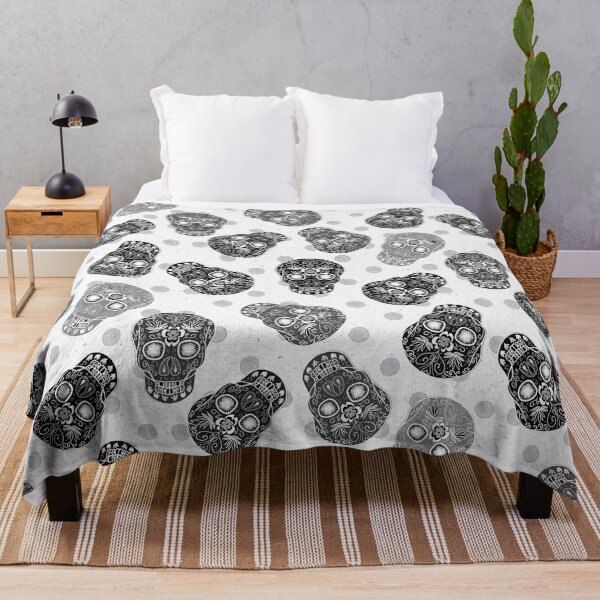 Item preview, Black and white Day Of The Dead Sugar Skull designed and sold by Anne Londez Studio.