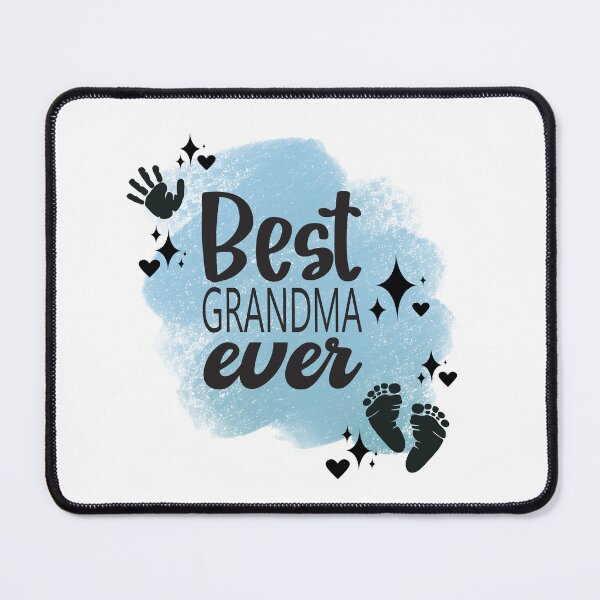 Item preview, Best Grandma Ever with Hand, Footprints, Hearts, Stars & Blue-gray Background designed and sold by jeweleddesigns.