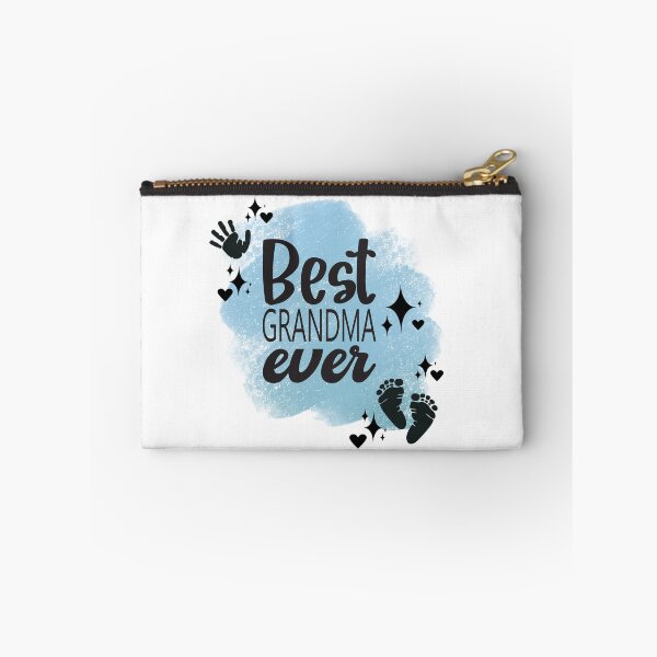 Item preview, Best Grandma Ever with Hand, Footprints, Hearts, Stars & Blue-gray Background designed and sold by jeweleddesigns.