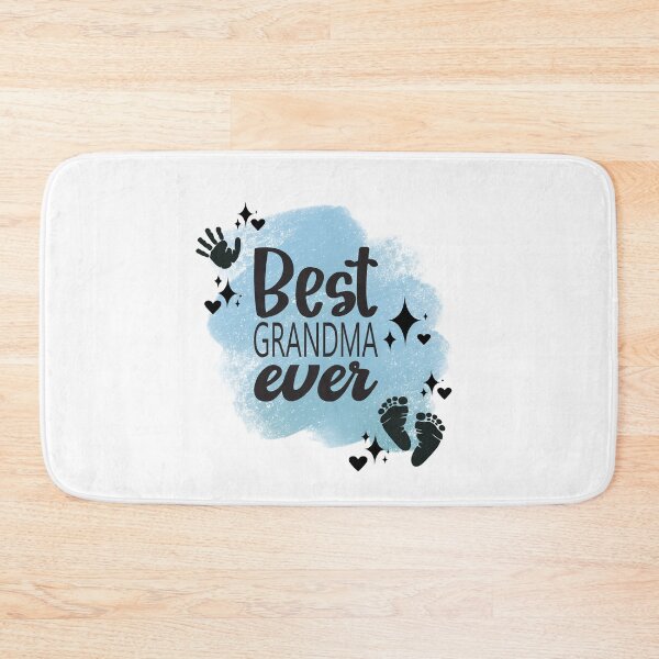 Item preview, Best Grandma Ever with Hand, Footprints, Hearts, Stars & Blue-gray Background designed and sold by JeweledDesigns.