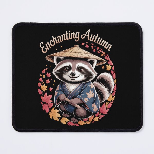 Item preview, Enchanting Autumn Tanuki Raccoon Kimono Japanese Straw Hat T-Shirt designed and sold by DarylWelsh2024.