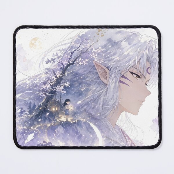 Item preview, Sesshomaru Moonlit Spirit Guardian – Ethereal Yokai Lord Fantasy Anime Watercolor Art Print designed and sold by Dyan4.