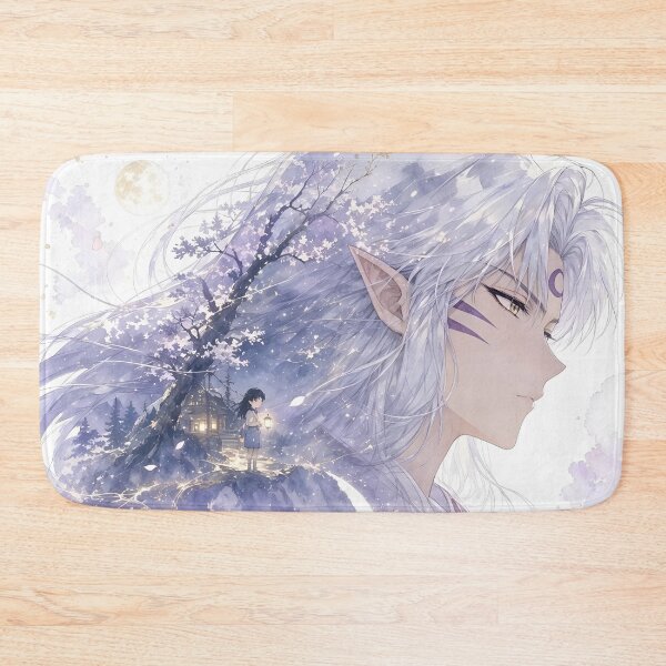 Item preview, Sesshomaru Moonlit Spirit Guardian – Ethereal Yokai Lord Fantasy Anime Watercolor Art Print designed and sold by Dyan4.
