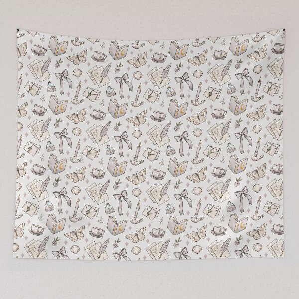 Item preview, Light Academia Pattern in grey and beige designed and sold by Ellen Wilberg.