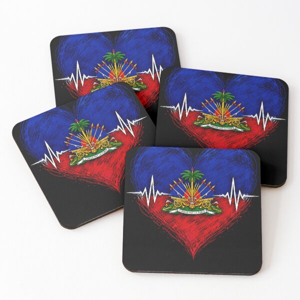 Item preview, Haiti Heartbeat Flag Heart Patriotic Haitian Pride  designed and sold by THREE LITTLE BEANS.