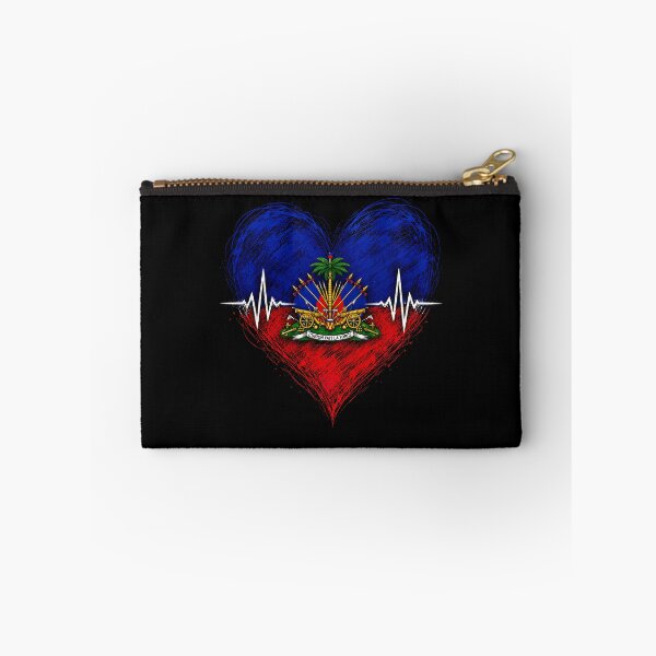 Item preview, Haiti Heartbeat Flag Heart Patriotic Haitian Pride  designed and sold by THREE LITTLE BEANS.