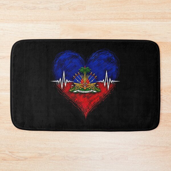 Item preview, Haiti Heartbeat Flag Heart Patriotic Haitian Pride  designed and sold by THREE LITTLE BEANS.