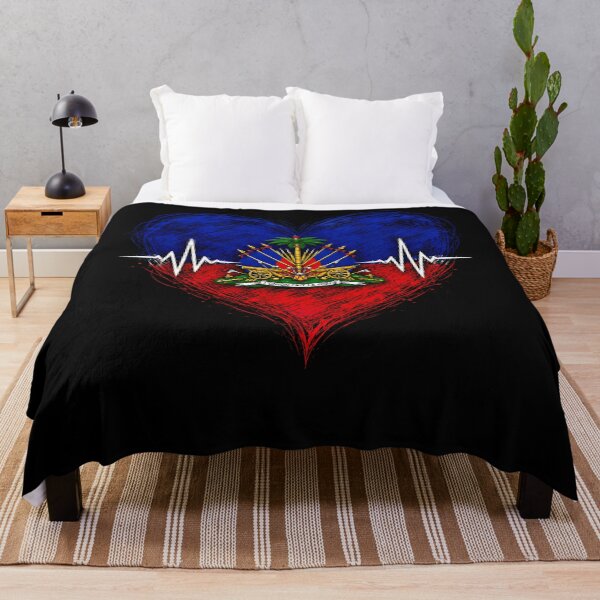 Item preview, Haiti Heartbeat Flag Heart Patriotic Haitian Pride  designed and sold by THREE LITTLE BEANS.