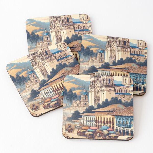 Item preview, Cuenca Ecuador Skyline Japanese Woodblock Ukiyo-e Style designed and sold by Vandy Fullam.