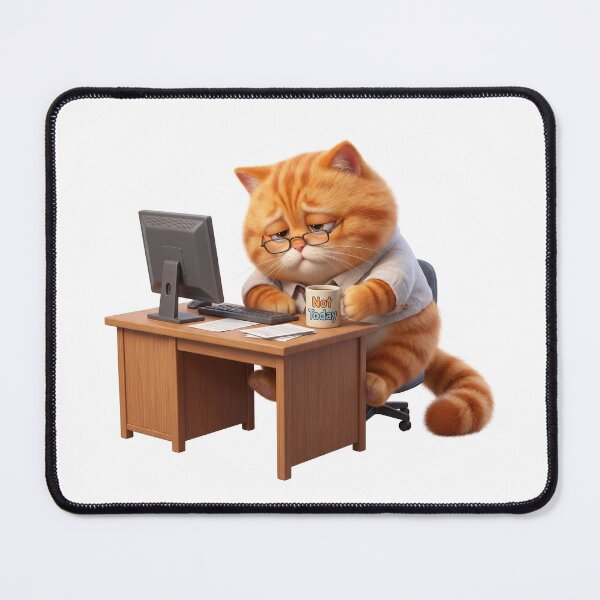 Item preview, Funny Chubby Orange Cat Tired Office Worker Illustration designed and sold by digiartmagic.