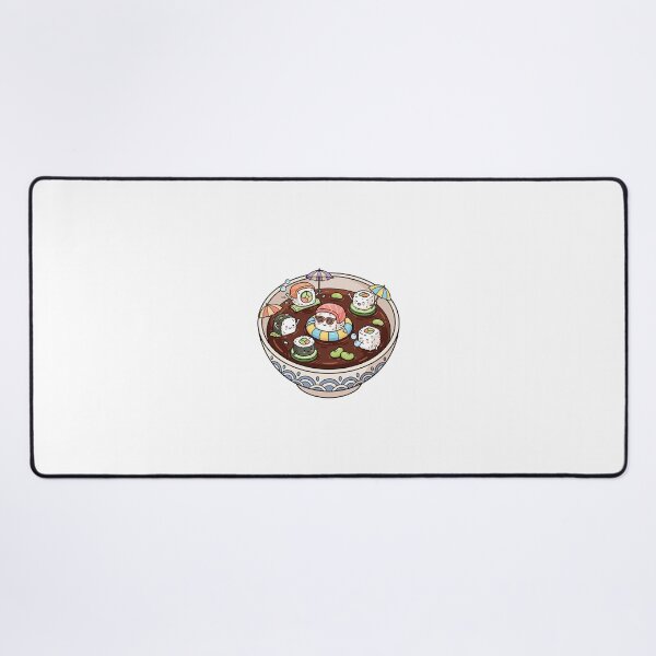 Item preview, Kawaii Sushi Pool Party in Soy Sauce Bowl Illustration designed and sold by digiartmagic.